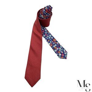 JAKE'S COLLECTION Red Floral Silk Tie Made In Germany W: 2.25" EX COND
